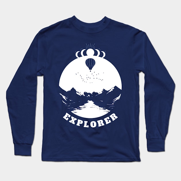 Explorer Design (white print) Long Sleeve T-Shirt by CreatorJ